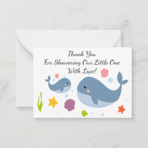 Pequeña Madre de la ballena y su bebé gracias tarjeta