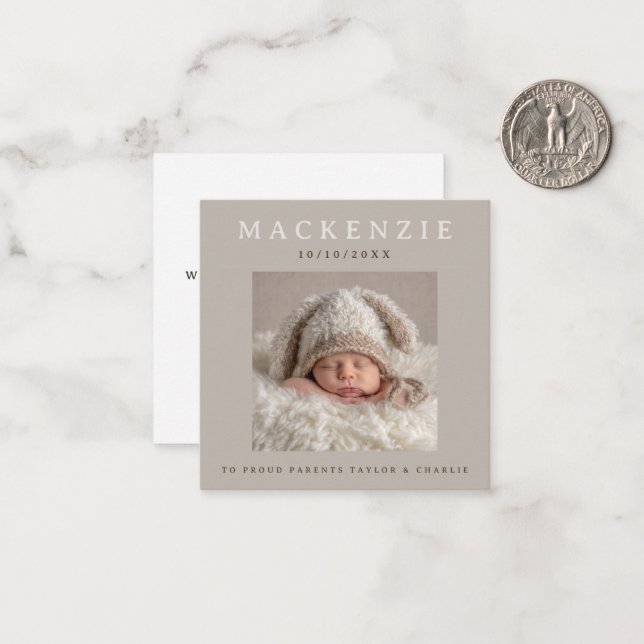 Pequeña Mini foto nueva tarjeta de bebé personalizada 2 ca (Anverso/Reverso In Situ)