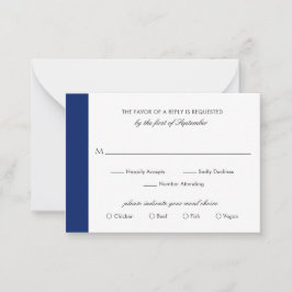 Pequeña Mini Tarjeta RSVP de Boda Elegante Azul de la Mari