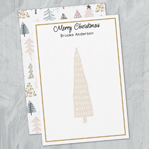 Pequeña Minimalista Tarjeta de Navidad de Árboles Ilustrad