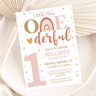 Pequeña Miss Maravillosa Boho invitación al primer