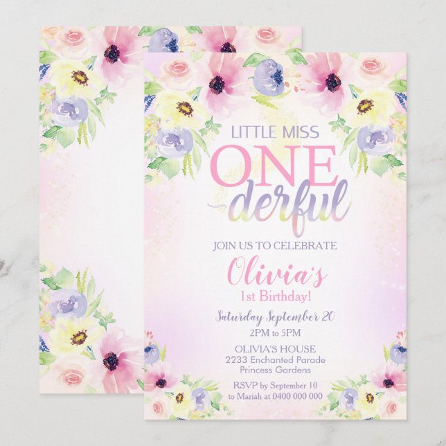 Pequeña Miss Maravillosa Chica de Invitación prime (Anverso / Reverso)