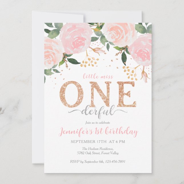 Pequeña Miss Maravillosa Invitación de cumpleaños (Anverso)