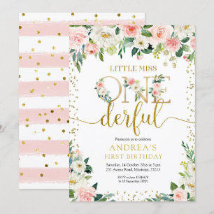 Pequeña Miss Maravillosa Invitación Floral Rosa