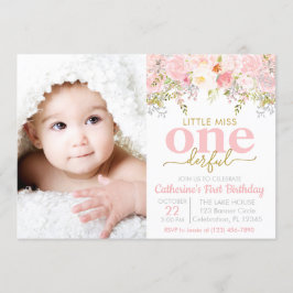 Pequeña Miss OneMaravillosa Chica Invitación a cum