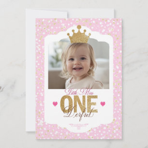 Pequeña Miss OneMaravillosa Invitación de cumpleañ