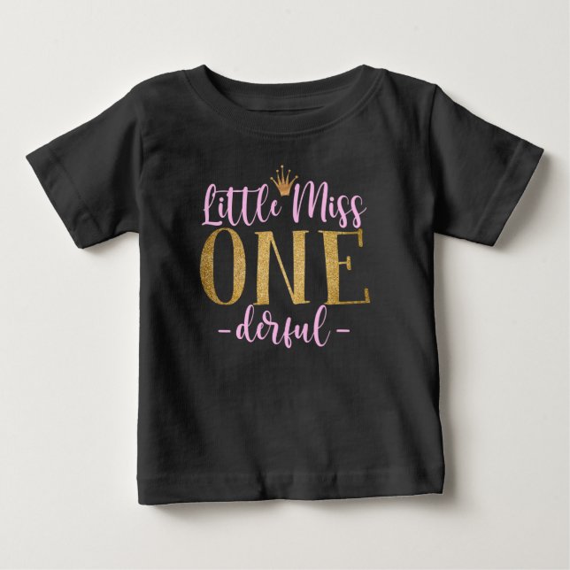 Pequeña Miss Rosa y Oro Una Derecha Camiseta Bebé (Anverso)