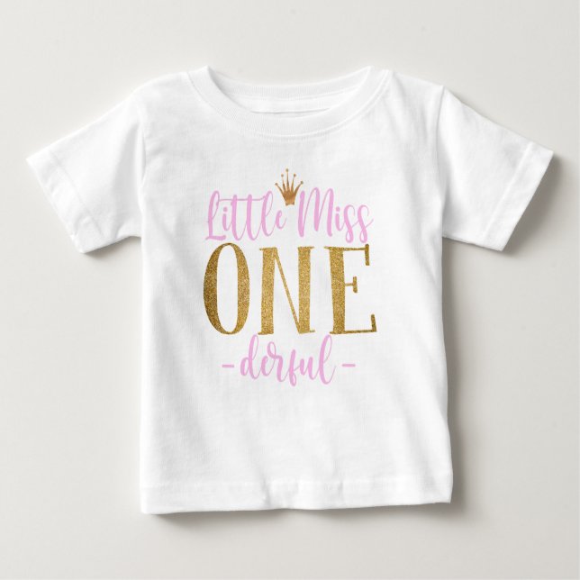 Pequeña Miss Rosa y Oro Una Derecha Camiseta Bebé (Anverso)