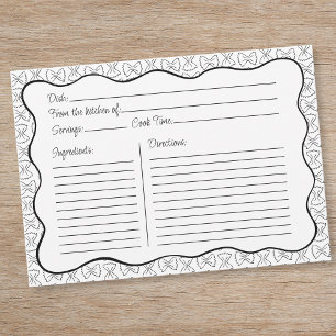 Pequeña Moda del patrón de pasta Tarjeta de recetas de ond
