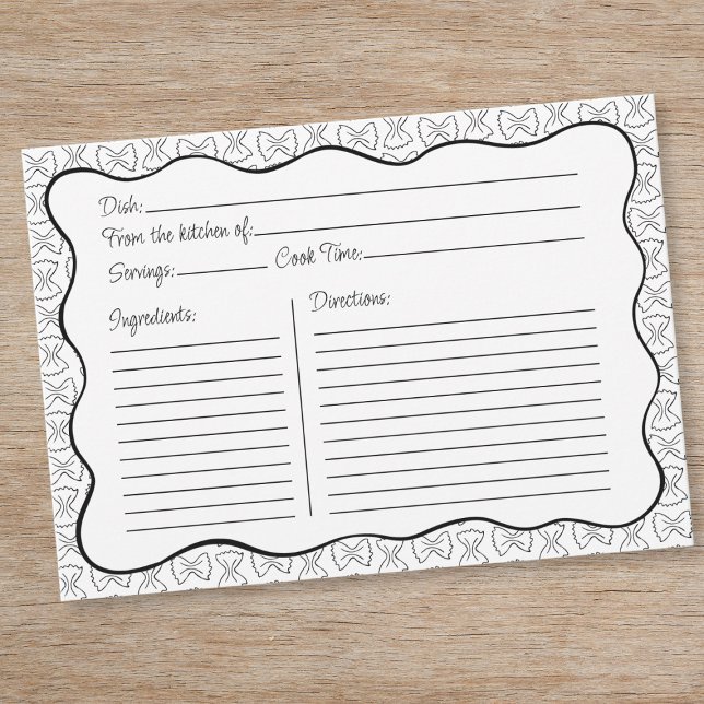 Pequeña Moda del patrón de pasta Tarjeta de recetas de ond (Subido por el creador)