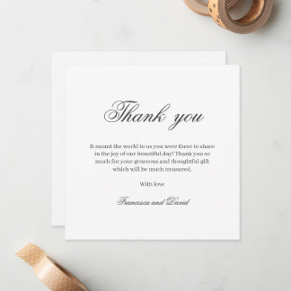 Pequeña Moda elegante boda simple tarjeta de agradecimient