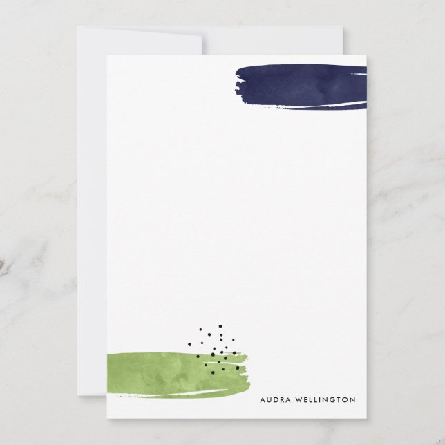 Pequeña Moderna tarjeta plana abstracta de pinceles Statio (Anverso)