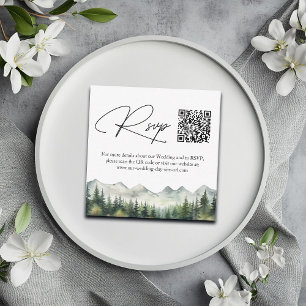 Pequeña Montañas y Pines Tarjeta RSVP de código QR Wedding