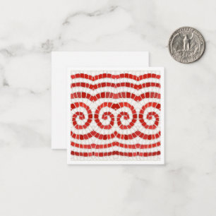 Pequeña MOSAICO IÓNICO ROJO Tarjeta plana cuadrada de 2,5"