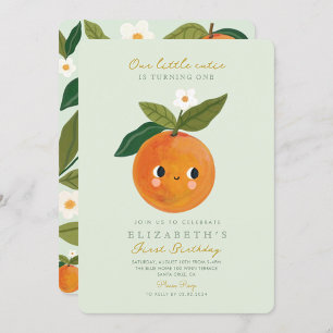 Pequeña Naranja Cutie Citrus Invitación de cumplea
