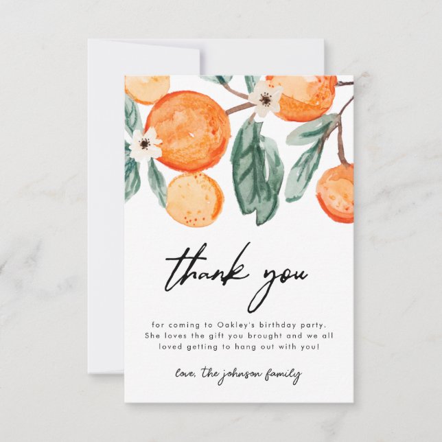 Pequeña Naranja Cutie Cumpleaños - Tarjeta de agra (Anverso)