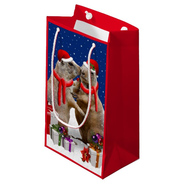 Pequeña Navidades besan bolsa de regalo (Angulo Anverso)