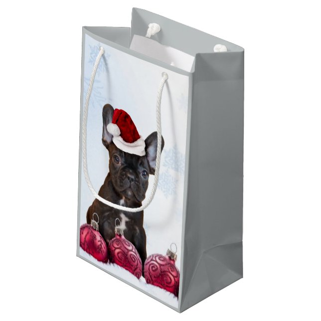 Pequeña Navidades Bolsa de regalo de Bulldog francés (Angulo reverso)