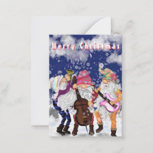 Pequeña Navidades Tarjeta Happy Gnomes Music Band - Divers