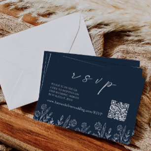 Pequeña Navy Blue Wedding RSVP   Tarjeta de inclusión de c