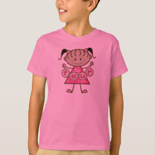 Pequeña Niña 4 camisetas de cumpleaños y regalos