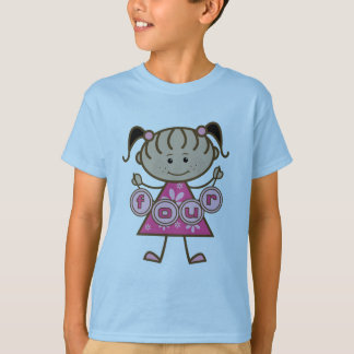 Pequeña Niña 4 camisetas de cumpleaños y regalos