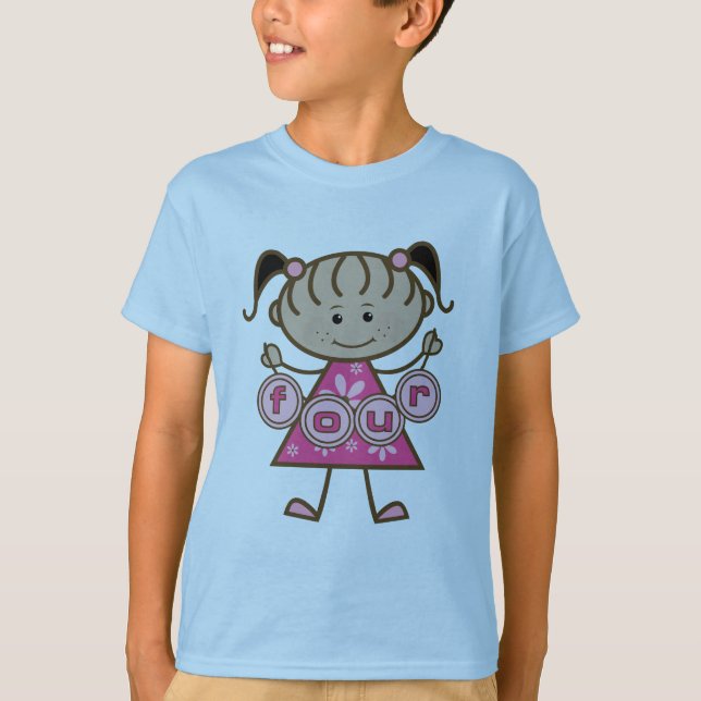 Pequeña Niña 4 camisetas de cumpleaños y regalos (Anverso)