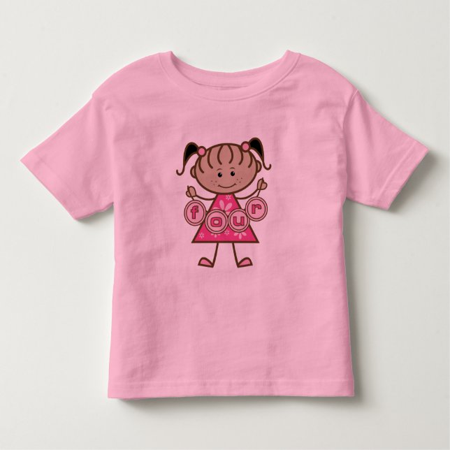 Pequeña Niña 4 camisetas de cumpleaños y regalos (Anverso)