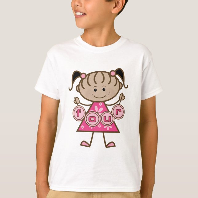 Pequeña Niña 4 camisetas de cumpleaños y regalos (Anverso)