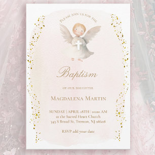 pequeña niña ángel bebé   Invitación de Bautizo