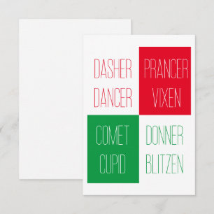Pequeña NOMBRES REINDEER Tarjeta plana 3.5x5