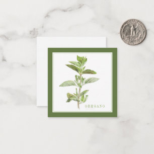 Pequeña ORÉGANO FRESCO Tarjeta plana cuadrada de 2,5" / Ve