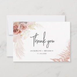 Pequeña Pampas Grass Floral Boda Gracias Tarjeta