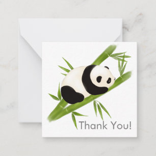 Pequeña Panda Bear Bamboo Árbol de agradecimiento tarjeta 