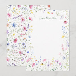 Pequeña Papel de carta de tarjeta de acuarela de flores si
