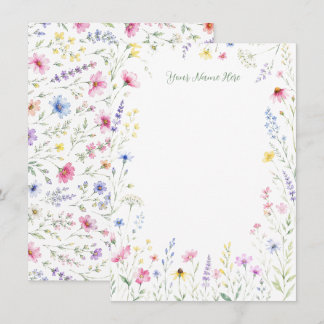 Pequeña Papel de carta de tarjeta de acuarela de flores si
