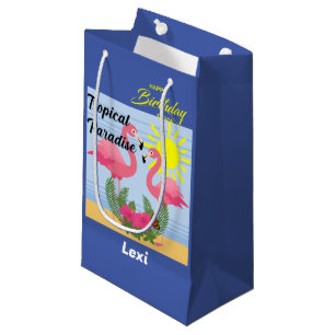 Pequeña Paraíso tropical Flamingo rosa - Bolsa de regalo -
