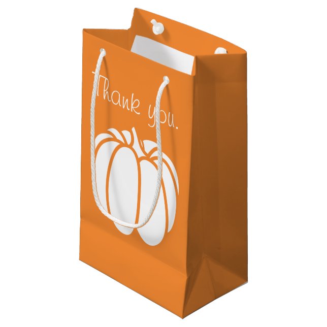 Pequeña Parche de calabaza en bolsa de regalo Naranja (Angulo Anverso)