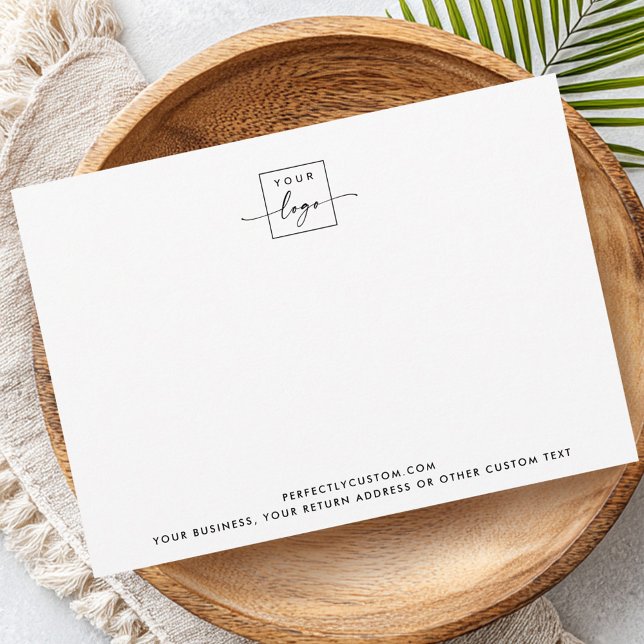 Pequeña Personalizado logo texto tarjeta de visita blanca  (Custom logo text modern white business note card)