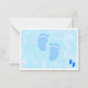 Pequeña Pies De Bebé Niño Tarjeta De Cumpleaños Azul Claro