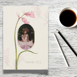 Pequeña Pink Floral Photo Funeral Sympathy Gracias Tarjeta