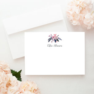 Pequeña Pink Meadow Personalizado Stationery Tarjeta plana