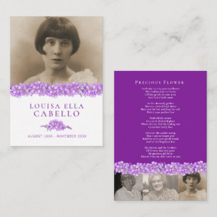 Pequeña Poema fotográfico morado-me-nots tarjeta funeraria