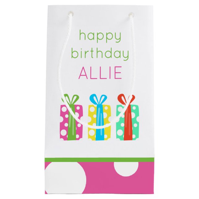 Pequeña Polka Dot presenta bolsa de regalo personalizada d (Anverso)