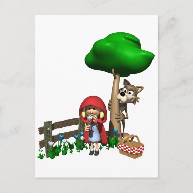 Pequeña postal de la Caperucita Roja (Anverso)