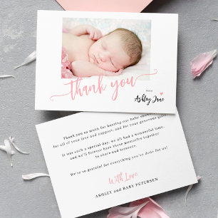Pequeña Presupuesto tarjeta de agradecimiento de baby show