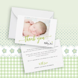 Pequeña Presupuesto tarjeta de agradecimiento para baby sh