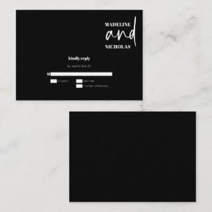 Pequeña PRESUPUESTO Tarjeta RSVP simple Minimalista negra