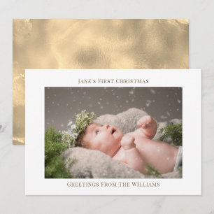 Pequeña Primera tarjeta de foto simple de Navidad moderna 