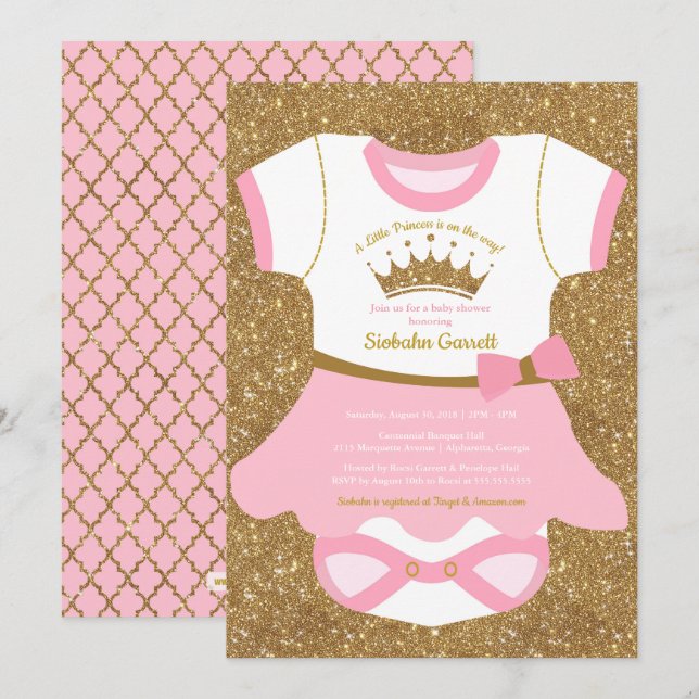 Pequeña Princesa Ballet Tutu Invitación Baby Showe (Anverso / Reverso)